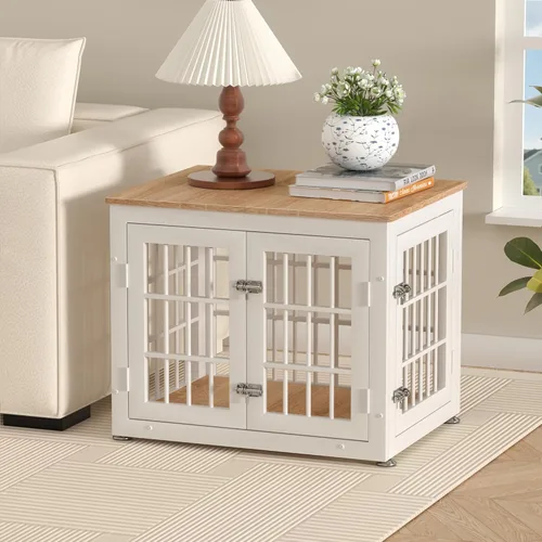 Miniatura 2 de rehomerance Mueble de jaula de perro resistente de 26 pulgadas para perros pequeños, mesa auxiliar decorativa para casa de mascotas, muebles