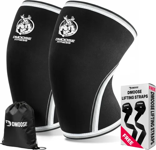 Miniatura 9 de DMoose Fitness Rodilleras para levantamiento de pesas (par) rodilleras de 78 pulgadas para apoyo articular, sentadillas y levantamiento de potencia