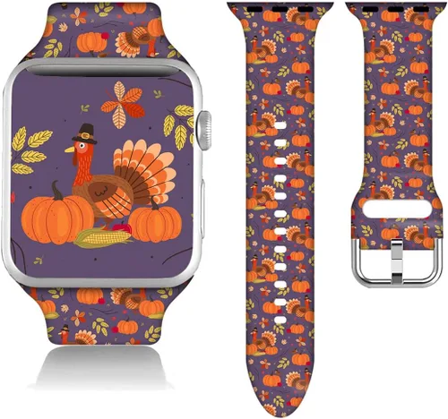 Miniatura 22 de Compatible con Apple Watch de copo de nieve de 38/40/41/42/44/45/46/1.929 in para mujeres y hombres, correa de repuesto de silicona suave para Hojas