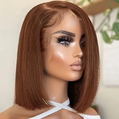 Miniatura 7 de 2x6 con aspecto de piel Chocolate Brown de cabello humano con cierre de encaje HD Real de 0.095mm ultradelgado, 15A, cabello brasileño ondulado