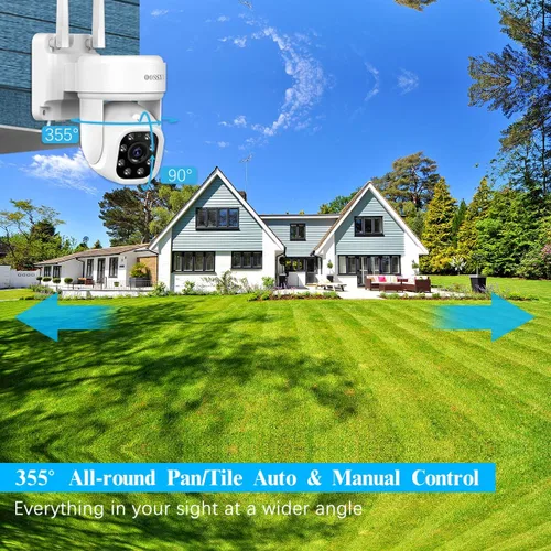 Miniatura 6 de OOSSXX (Seguimiento Automático de Video y Audio de 2 Vías) Sistema de Cámara de Seguridad WiFi PTZ para Exteriores Cámaras Inalámbricas Pan 5MP