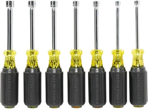 Miniatura 6 de Klein Tools 65160 Juego de herramientas, hecho en EE. UU., juego de tuercas métricas tamaños 5, 5.5, 6, 7, 8, 9 y 10 mm, ejes huecos cromados de 3