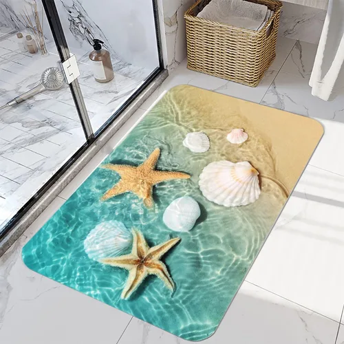 Miniatura 7 de LYFANS Alfombras de baño de espuma de esponja absorbente suave para baño y cocina (30 x 17 pulgadas), tapete de franela antideslizante brillante