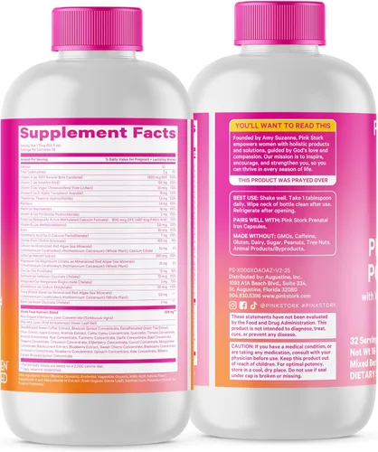 Miniatura 9 de Pink Stork Vitaminas prenatales líquidas: mezcla orgánica de alimentos integrales + folato + hierro + zinc + vitamina C + saúco + biotina, mejor