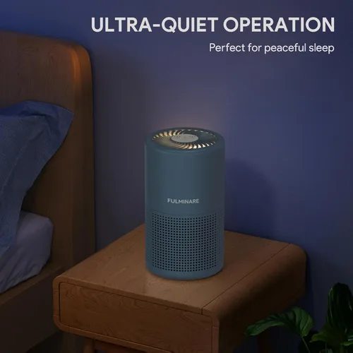 Miniatura 9 de FULMINARE Purificadores de aire para el hogar dormitorio H13 HEPA purificador de aire, 3 velocidades, temporizador, 24 dB, pequeño mini purificador