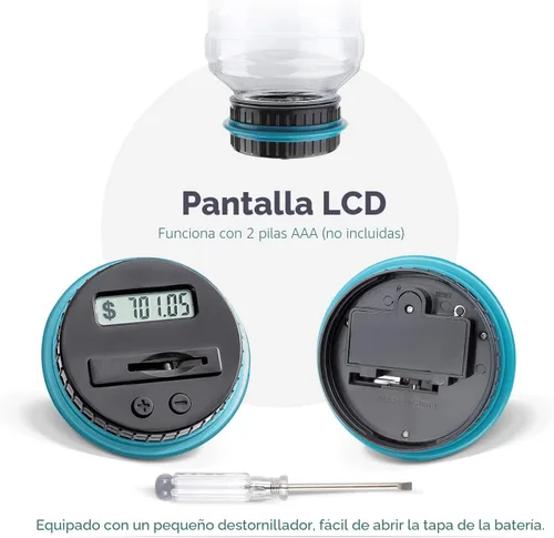 Miniatura 6 de Alcancía grande para niños y adultos, Vcertcpl Banco digital con contador de monedas LCD, capacidad de 1.8 L, tarro de dinero para adultos, diseñado