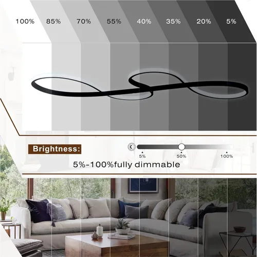Miniatura 3 de Lámpara LED negra regulable moderna para comedor sobre mesa, altura ajustable con control remoto