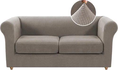 Miniatura 50 de Funda para silla Chesterfield de 2 piezas para sofá de 1 cojín, fundas para silla de brazo alto, 1 asiento, alta elasticidad, lavable, protector
