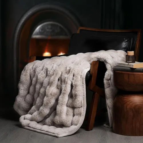 Miniatura 26 de EverGrace - Manta ultra suave de lujo, esponjosa, de pelo de conejo sintético, cálida y gruesa, para cama, reversible, para sofá, silla, color gris