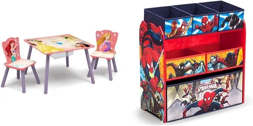 Delta Children Juego de mesa y silla para niños con almacenamiento, ideal para artes y manualidades, merienda, educación en casa, tareas y más,