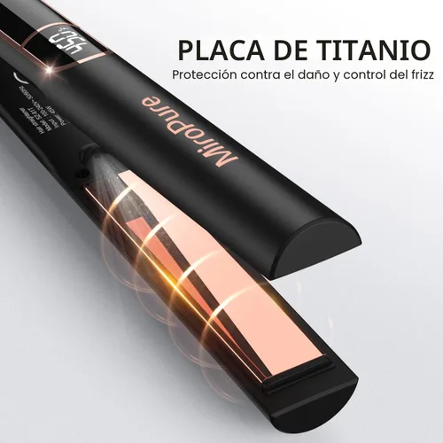 Miniatura 8 de MiroPure Alisadora de Cabello, Alisadora de Cabello con Placas de Titanio de 1 Pulgada con Calentamiento de 15S, Plancha de Cabello Profesional