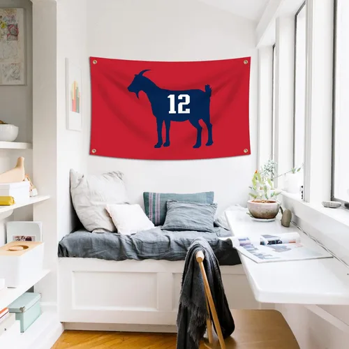 Miniatura 7 de Tom Brady #12 Bandera de cabra de 3 x 5 pies, divertido póster duradero de pared de cueva de hombre con 4 ojales de latón. Esta hermosa pancarta