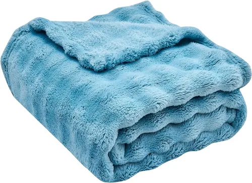 Miniatura 9 de Wajade Manta de forro polar suave para sofá, 90 x 106 pulgadas, manta decorativa de burbujas 3D, acogedora y esponjosa, manta ligera y cálida