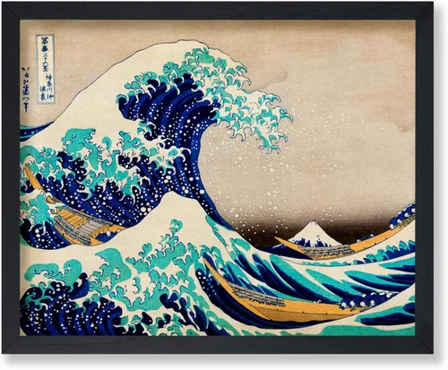 Poster Master Póster vintage de The Great Wave Off Kanagawa – Estampado retro de barcos sobre mar tormentoso – Arte japonés – Regalo para hombres y