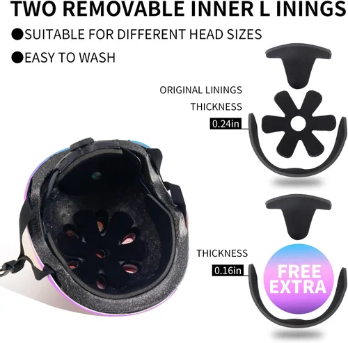Miniatura 8 de Casco de bicicleta ajustable con gradiente de color para niños pequeños de 3-5-8-14+ años, niñas y niños. Casco para monopatín y bicicleta