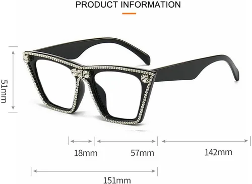 Miniatura 4 de willochra Gafas de lectura con diamantes brillantes de ojo de gato con diamantes brillantes para mujer, anteojos de lectura bifocales cuadrados