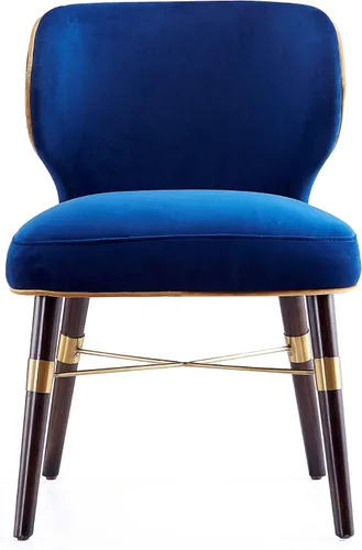 Miniatura 4 de Manhattan Comfort Silla de comedor Strine Velvet en color azul