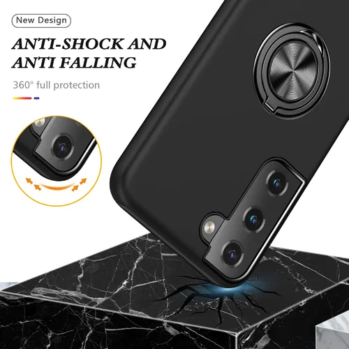Miniatura 6 de para Samsung Galaxy S22 Plus - Paquete de 2 fundas de TPU autorreparables con soporte invisible (negro)