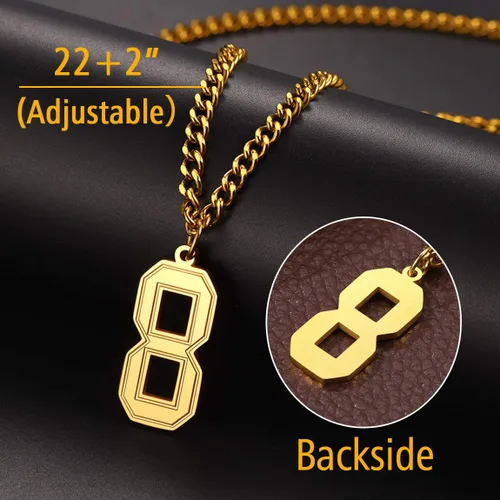 Miniatura 6 de ChainsPro Puede grabar collar de número de jersey de 0 a 9 para hombre joyería de equipo de béisbol baloncesto fútbol cierre duradero acero