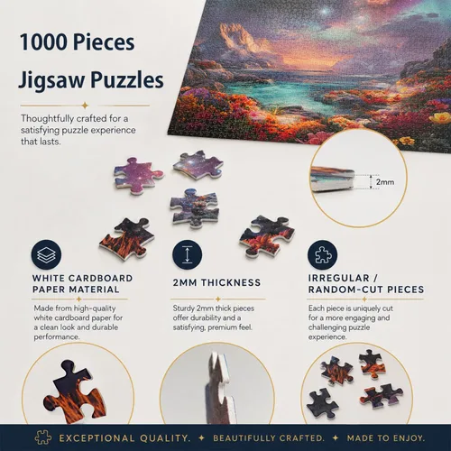 Miniatura 5 de Rompecabezas para adultos de 1000 piezas imposibles, difíciles, desafiantes para adolescentes, montaña, mar, océano, flores, galaxia, paisaje