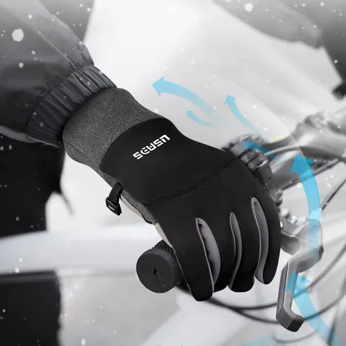 Miniatura 5 de Winter Touch Screen Gloves, Thermal Cycling Gloves for Outdoor Sports, Mountaineering, Photography, Black and Grey