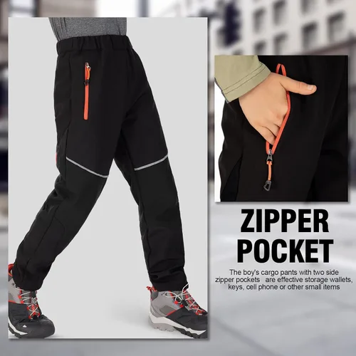Miniatura 2 de Toomett Pantalones cargo de nieve para niños, niñas y niños al aire libre con forro polar suave Shell senderismo pesca esquí pantalones aislados