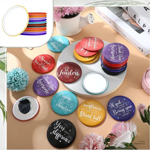 Miniatura 3 de Kigley 24 piezas de CNA Week Gifts - Espejo compacto inspirador para mujer, espejo de bolso de 2.8 pulgadas, regalo motivacional positivo de oficina