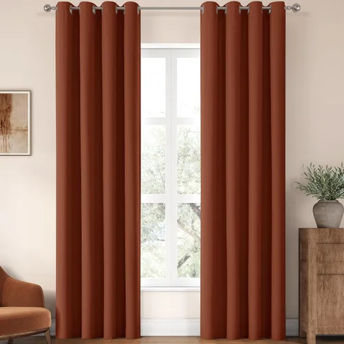 Miniatura 64 de ChrisDowa Cortinas 100% Opacas de Abedul Sólido de 45 Pulgadas de Largo, 2 Paneles para Dormitorio y Sala de Estar, Estilo Granja Oscurecedoras