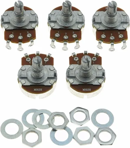 Miniatura 6 de Dopro 5pcs Audio Guitar Pots Tone 250K Guitarra Eléctrica Macetas Grandes 0.945 in Base con Corto Split Eje Guitarra Potenciómetro A250K