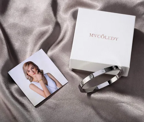 Miniatura 10 de Regalo de Navidad MVCOLEDY Jewelry - Pulsera chapada en oro o blanco con piedra de corazón de acero inoxidable con cristal para mujer