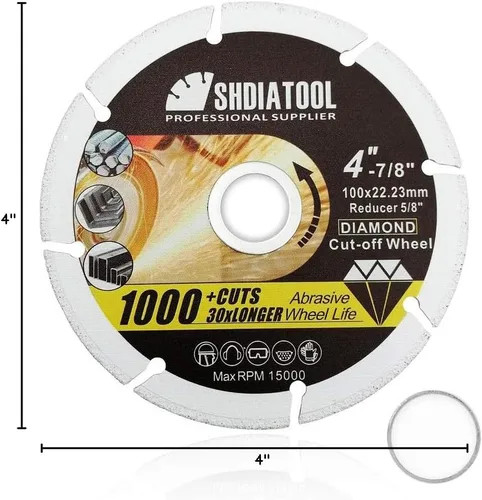 Miniatura 8 de SHDIATOOL Disco de corte de metal de diamante de 4 pulgadas para tubo de acero Ángulo de barras de refuerzo de hierro Hoja de rueda de corte soldada