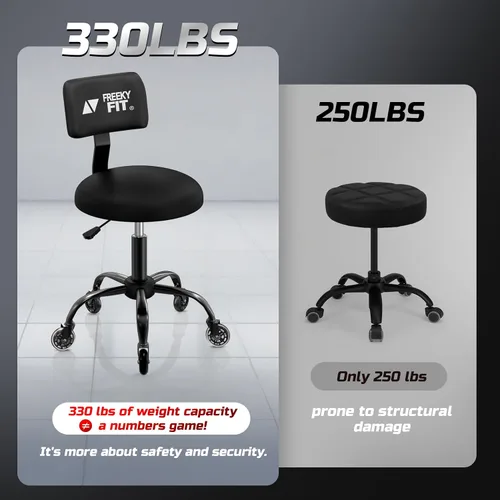 Miniatura 7 de Taburete Rodante de Taller con Ruedas, Silla de Garaje para Mecánicos con Altura Ajustable 39.5-46.5 cm, Asiento Giratório Resistente para Garaje