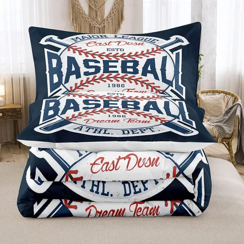 Miniatura 3 de Juego de edredón deportivo Bodhi para niños, juego de edredón de béisbol individual, juego de edredón individual para niños, juego de cama