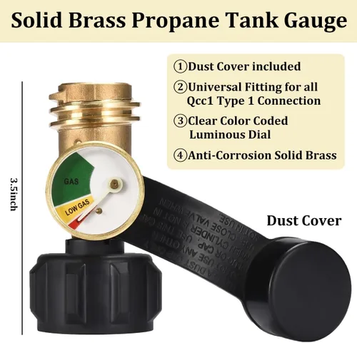 Miniatura 2 de Medidor de tanque de propano para automóvil, detector de fugas de vehículo recubierto de color, medidor de gas propano para tanque LP de 5 a 40