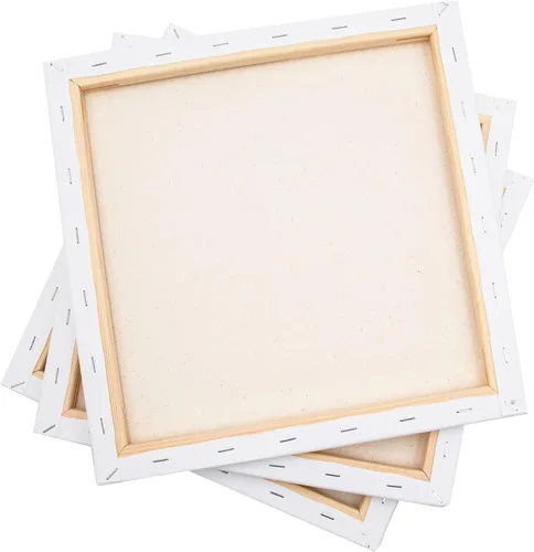 Miniatura 6 de NEXCOVER Lienzo estirado – Paquete de 12 marcos de madera de pino grueso de 8 x 8 pulgadas, perfil de 5/8 pulgadas, lienzo de pintura blanca
