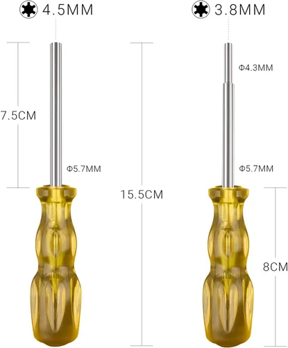 Miniatura 2 de Juego de destornilladores gamebit, puntas de seguridad de 3,8 mm y 4,5 mm para abrir consolas Nintendo, Sega y cartuchos de juego - Amarillo