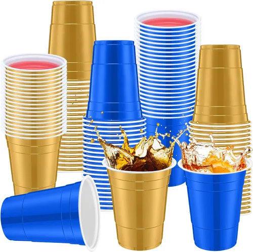 Miniatura 18 de Jingmore 90 vasos de plástico desechables para fiestas de neón, vasos de plástico desechables de 16 onzas, fiestas, matrimonios, despedidas