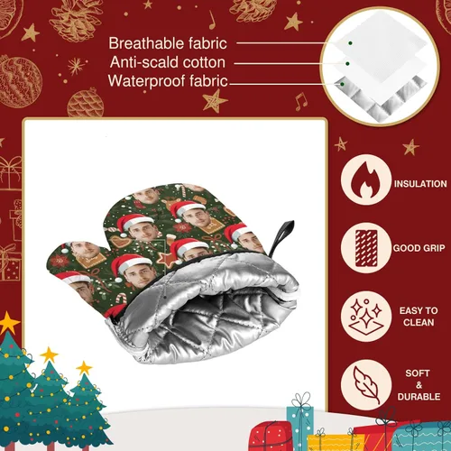 Miniatura 3 de Manoplas de horno personalizadas para Navidad, juego de guantes de horno personalizados y soportes para ollas con foto, divertidos regalos