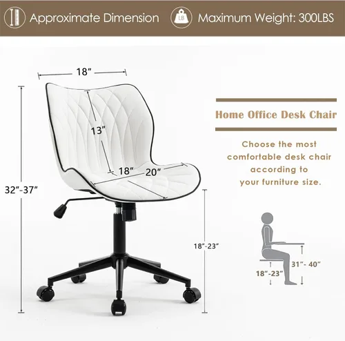 Miniatura 2 de YOUNUOKE Silla de escritorio sin brazos, cómoda silla de oficina con ruedas, silla ergonómica para el hogar, sillas ajustables para computadora
