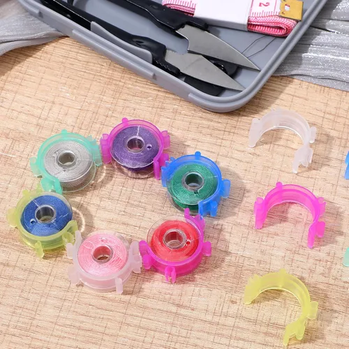 Miniatura 7 de Clips para bobinas de coser, 50 unidades, soporte de bobina transparente, clip de plástico para herramientas de costura, accesorios de abrazaderas