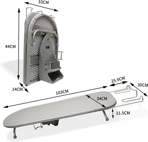 Miniatura 2 de Tabla de planchar plegable con soporte de hierro, tabla de planchar de metal pequeña portátil que ahorra espacio con cubierta de algodón resistente