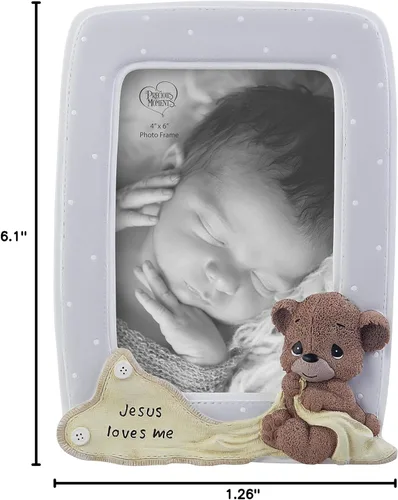 Miniatura 2 de Precious Moments 203106 Jesus Loves Me Bear - Marco de fotos (resina y cristal)