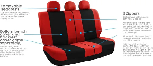 Miniatura 5 de FH Group Fundas para asiento de auto de tela ligera y fresca, juego de tres filas para 7 asientos - Compatible con bolsa de aire y asiento dividido