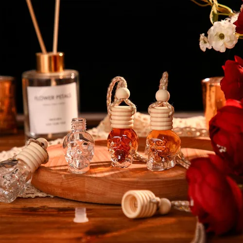 Miniatura 2 de BBTO Ambientador colgante para coche, 50 unidades, botellas de perfume de vidrio vacías, difusor de botellas de ambientador para aceites esenciales