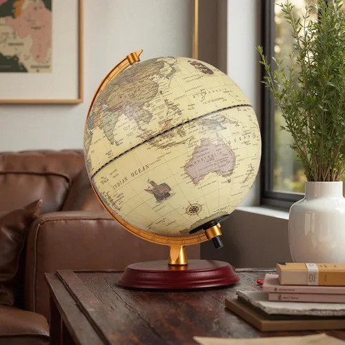 Miniatura 8 de Goplus Globo del mundo iluminado de 8 pulgadas, lámpara de globo iluminado de noche con soporte de madera y mapa HD para adultos, oficina en casa