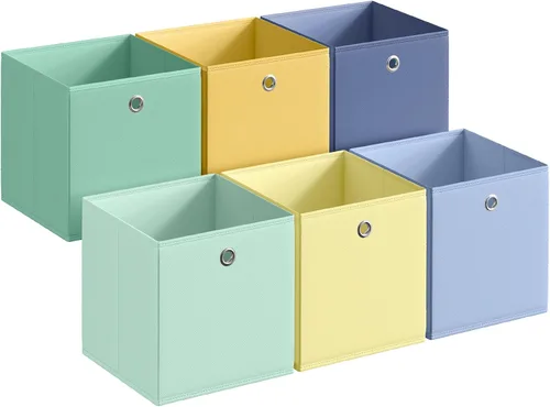 Miniatura 13 de SONGMICS Cubos de almacenamiento, juego de 6 cajas de almacenamiento plegables sin olor, 10.2 x 10.2 x 11 pulgadas, organizadores de armario