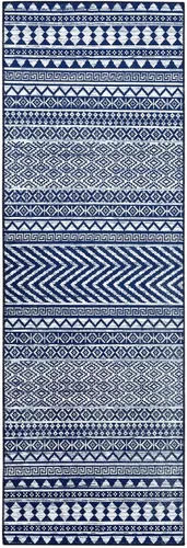 Miniatura 3 de Zacoo Alfombra bohemia para pasillo de 2 x 6 pies, alfombra geométrica de pelo bajo, antideslizante, resistente a las manchas, para cocina, marino