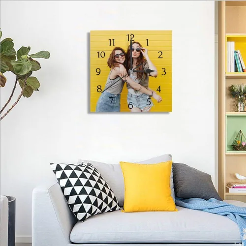 Miniatura 6 de Reloj de pared personalizado, 9.8 in redondo, texto fotográfico, electrónico silencioso, se adapta a la sala de estar, cocina, baño, decoración