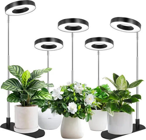 Miniatura 14 de LBW Luz de cultivo para plantas de interior, luz de cultivo de plantas de halo de espectro completo con base, lámpara de cultivo de plantas