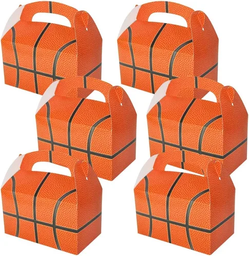 ArtCreativity Bolsas de regalo de fiesta de baloncesto para dulces, galletas y deportes, cajas de recuerdos de fiesta temática de deportes, paquete